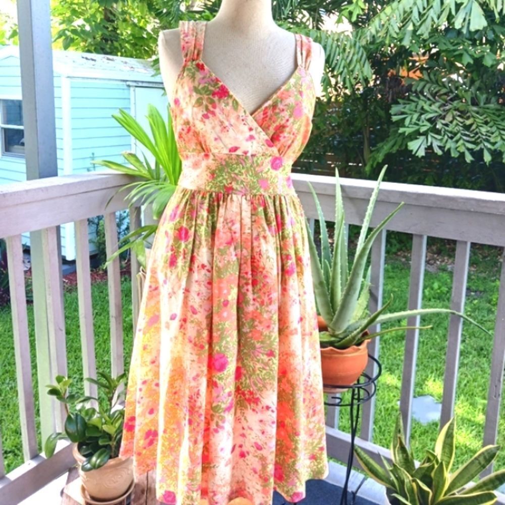 Anthrpologie Plenty Frock Tracy Reese Silk Floral Tea Length Wedding Siz…